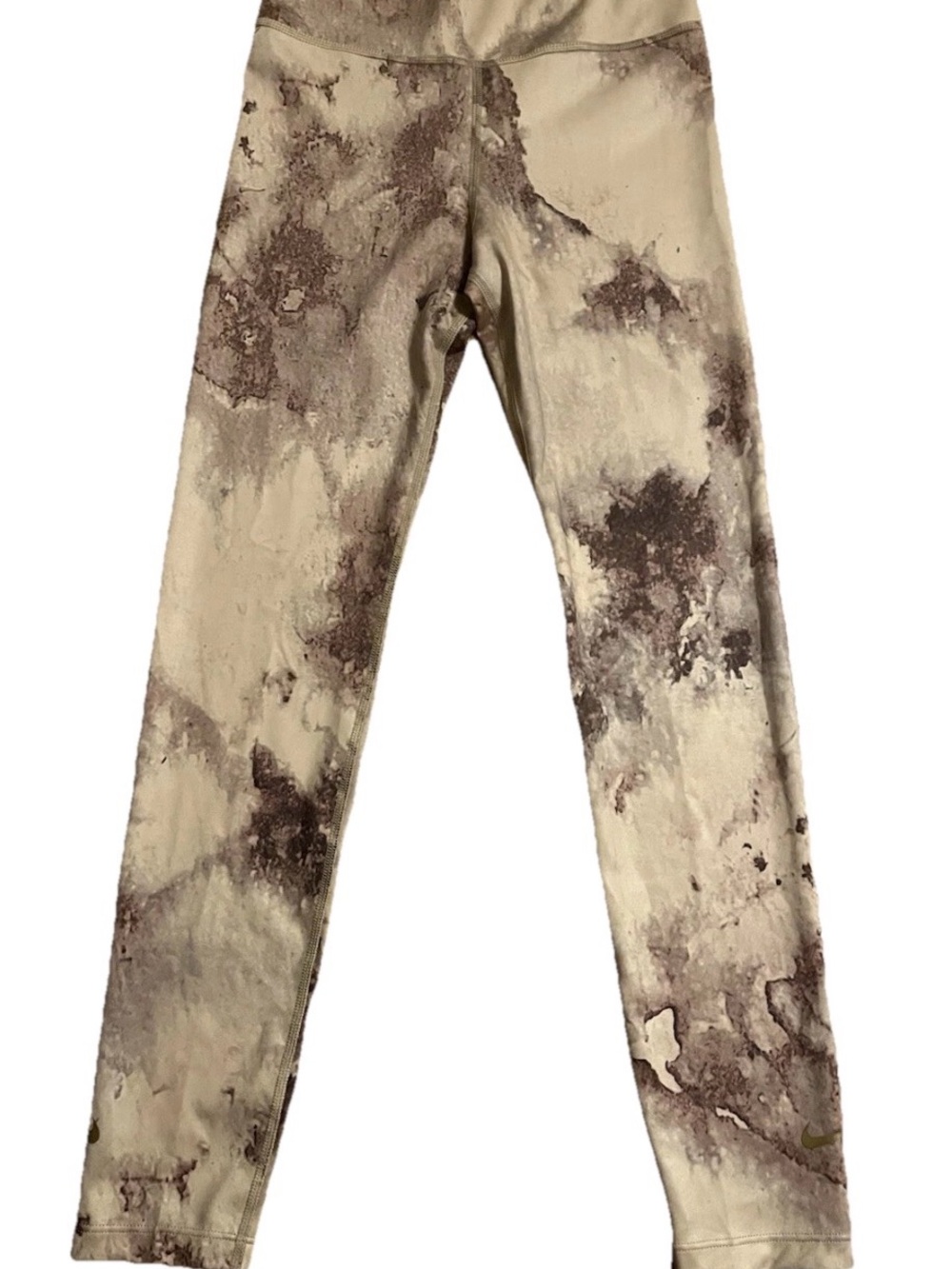 Nike One Girls Marble-Print Leggings - Taupe - Medium